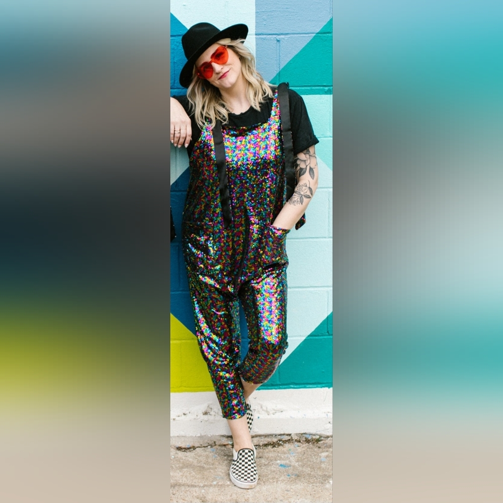 Fringe + Co. Rainbow Sequin Party Jumpsuit | L